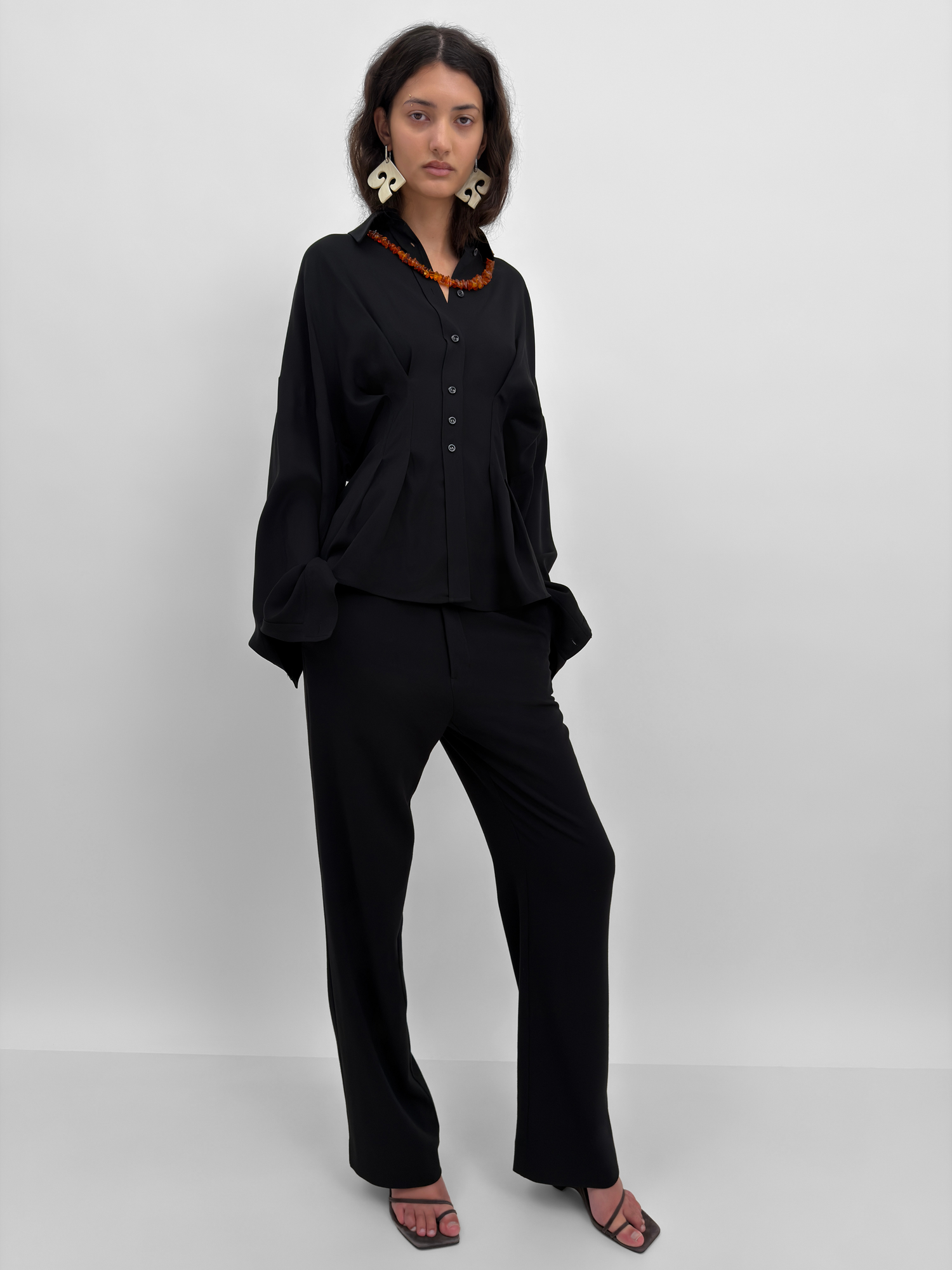 The Apollo cinched crêpe de chine shirt
