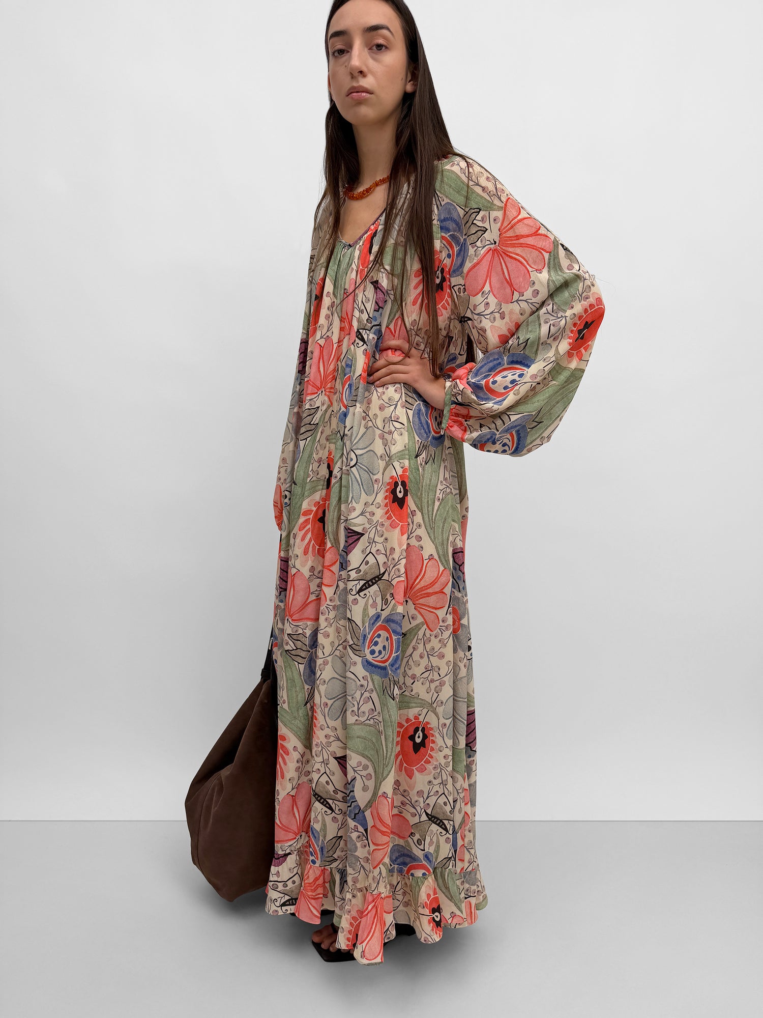 The Amora light silk dress in print
