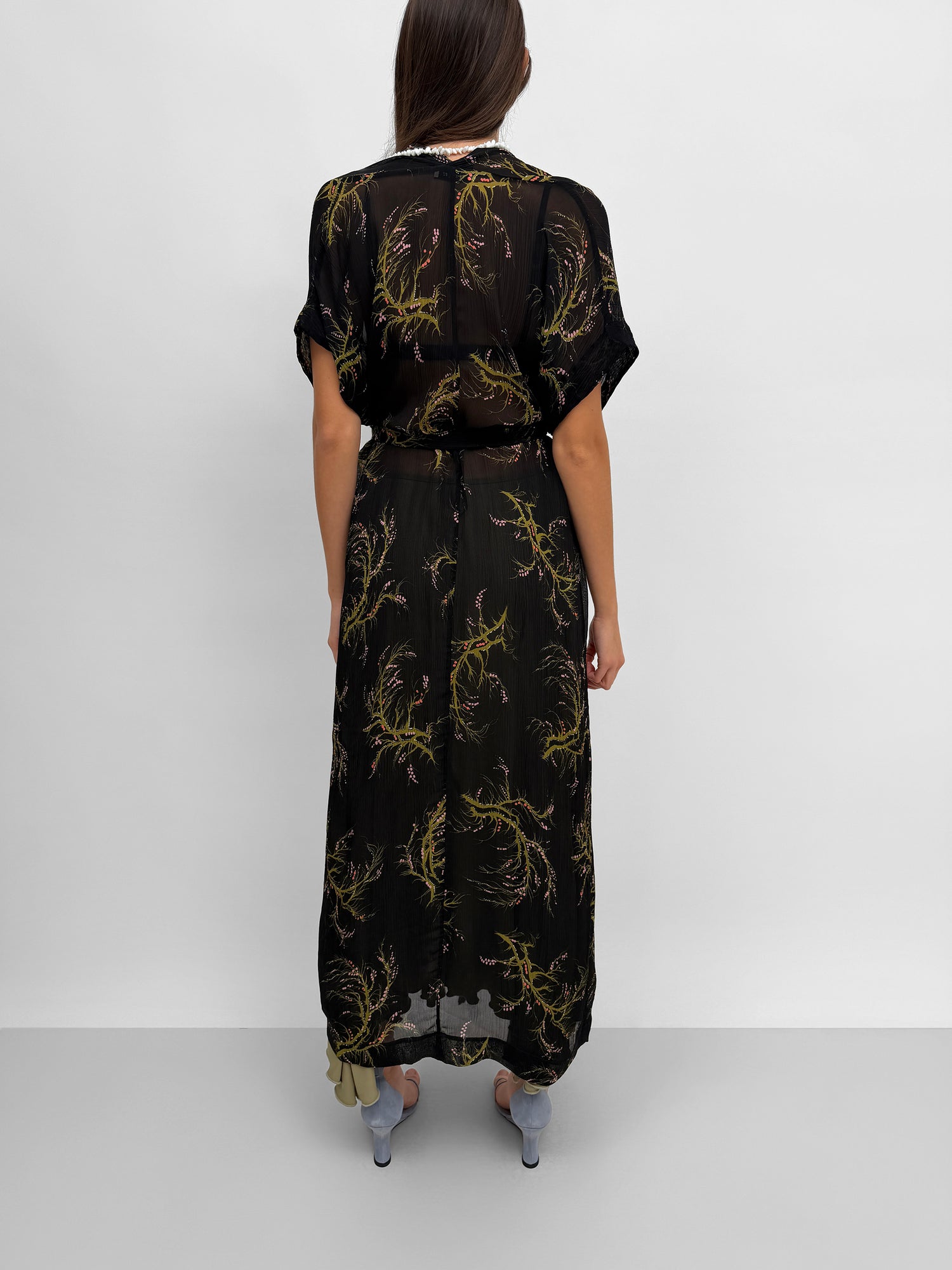 The Olympia wrap caftan dress in Seaweed