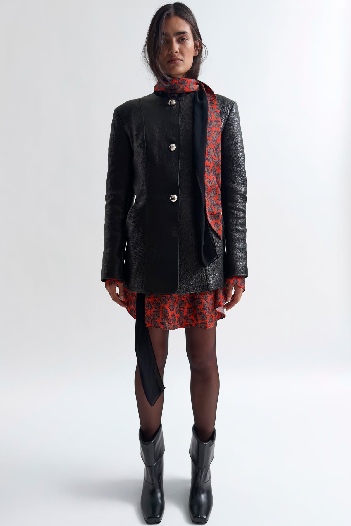 The Suzy cinched pebble leather jacket