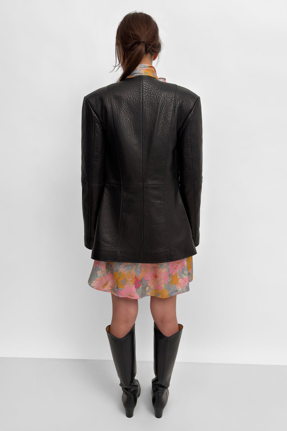 The Suzy cinched pebble leather jacket