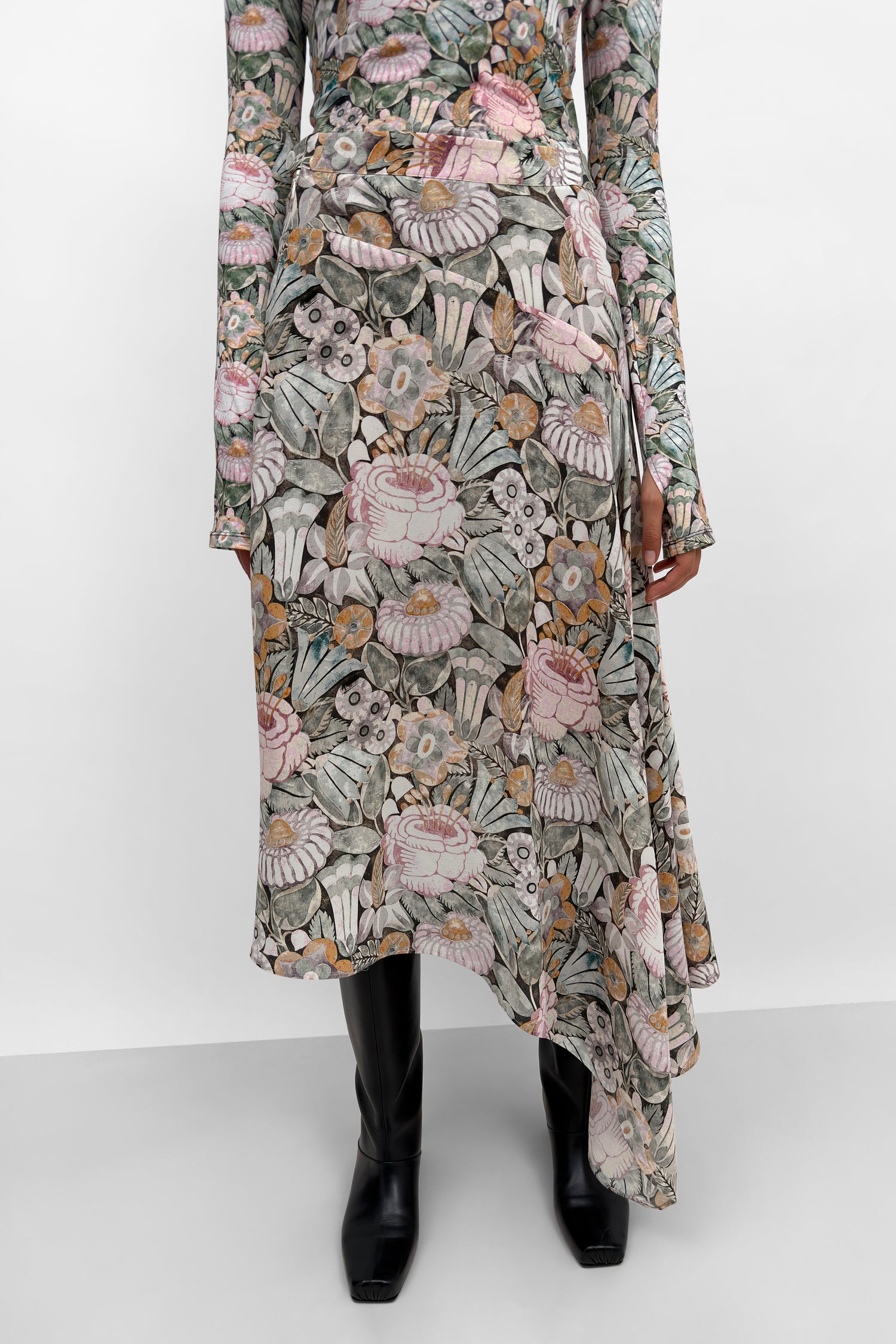 The Sween asymmetric silk blend skirt