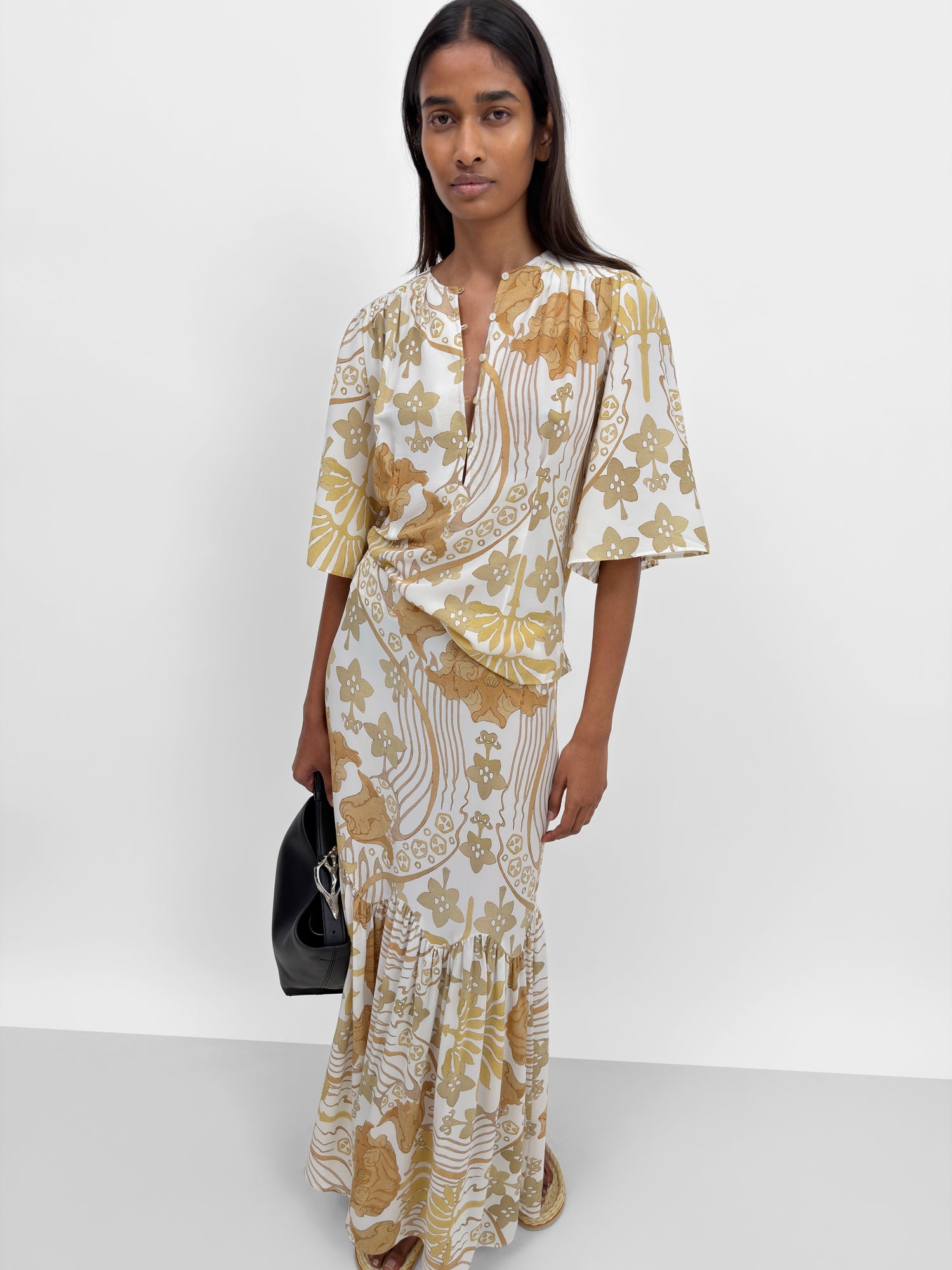 The Thelma silk blend maxi skirt in Tulip print