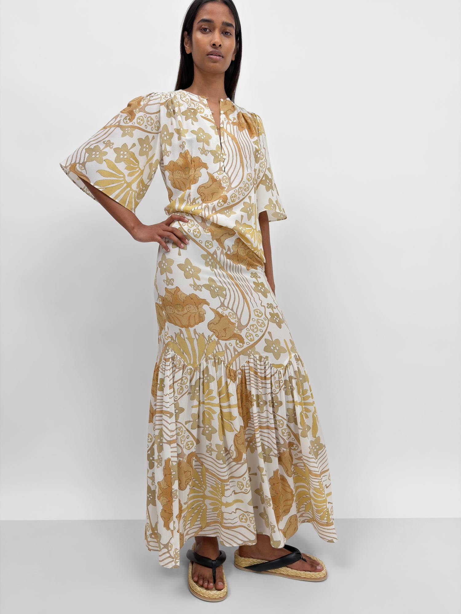 The Thelma silk blend maxi skirt in Tulip print