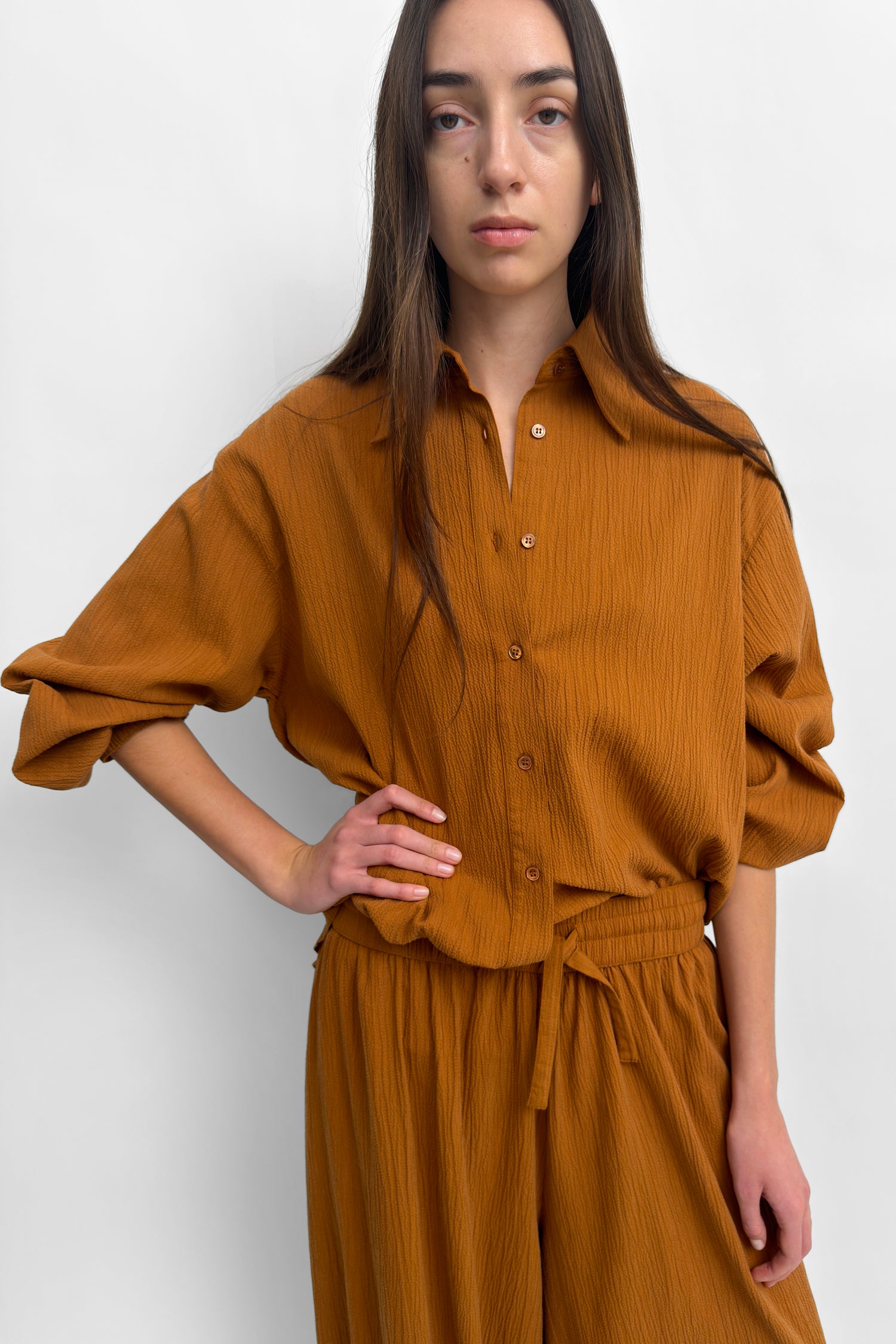 The Yanka plissé tencel cotton shirt