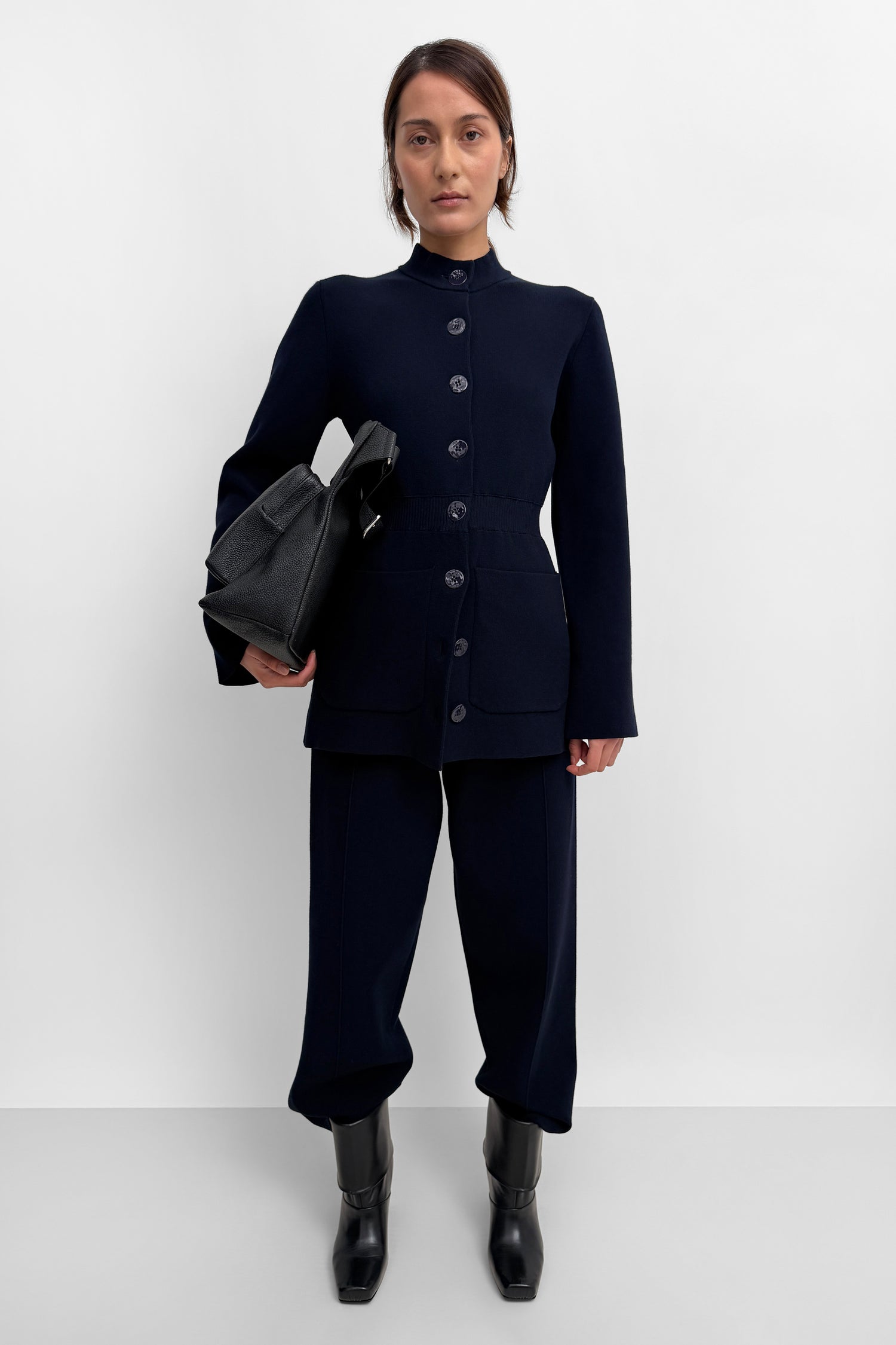 The Yeom soft knit travel suit cardigan