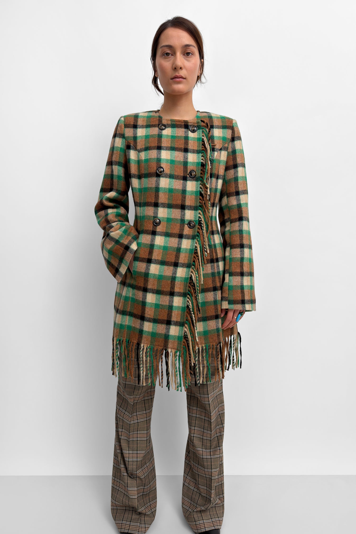 The Youla fringed blanket coat