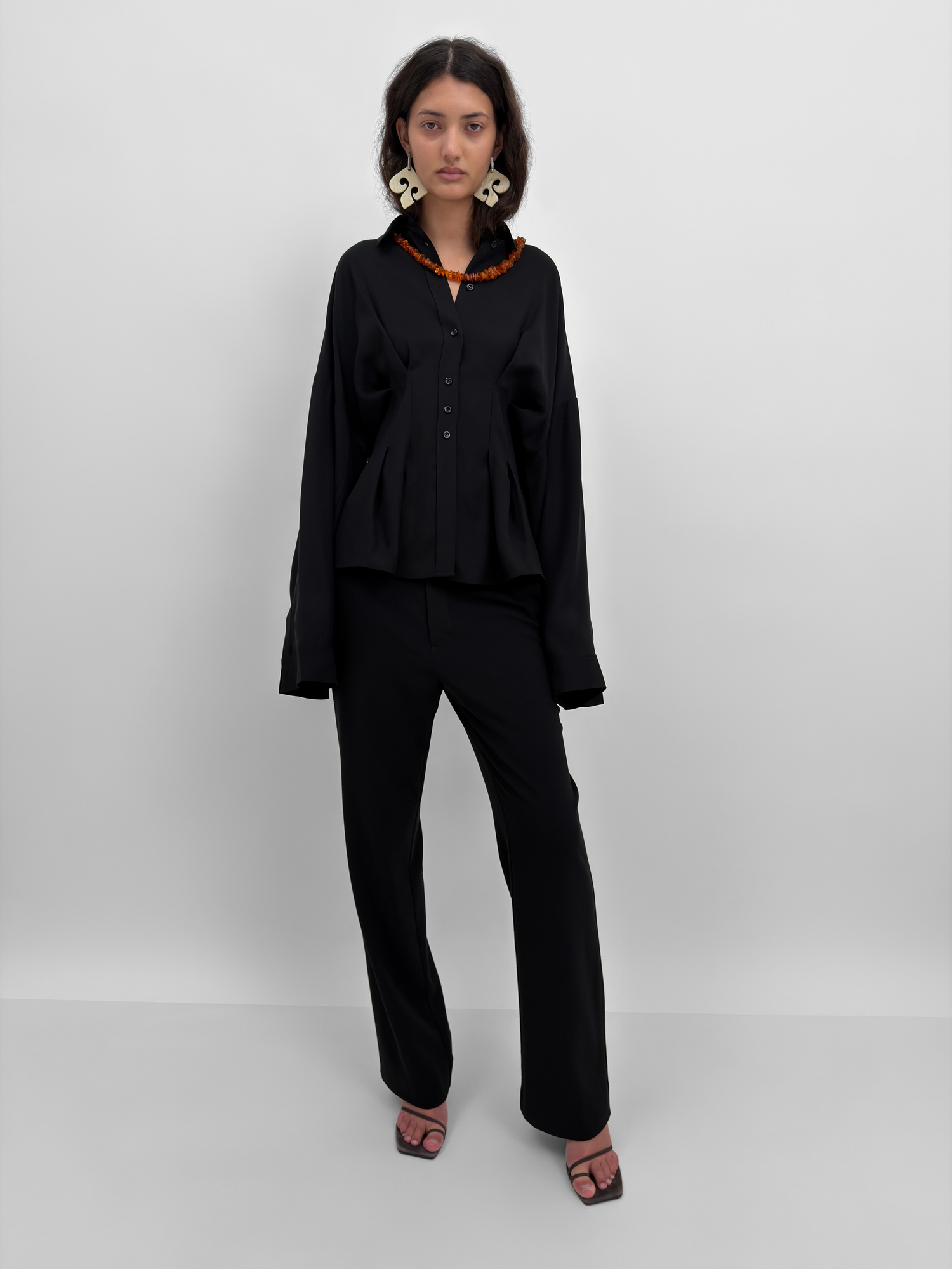The Apollo cinched crêpe de chine shirt