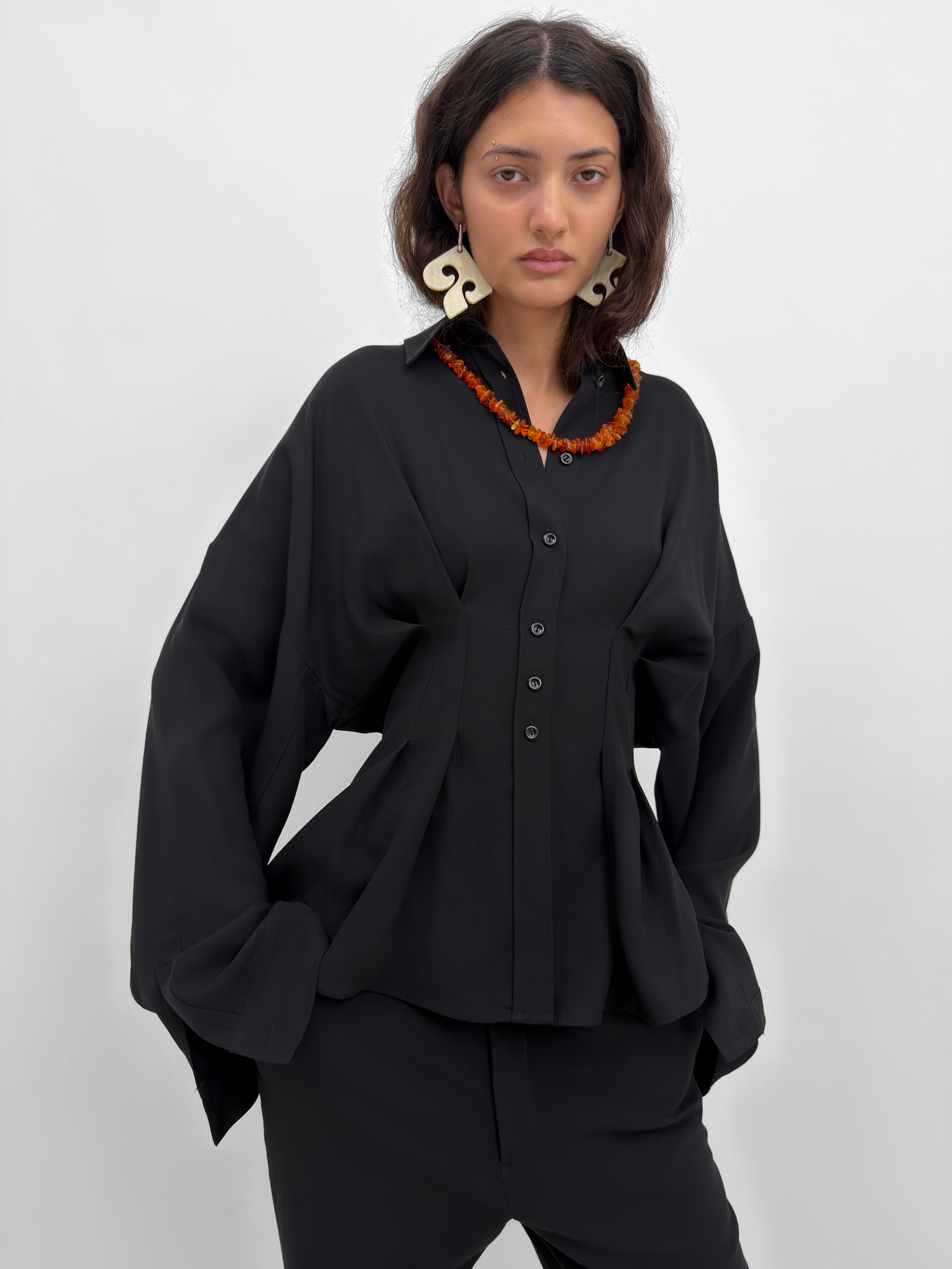 The Apollo cinched crêpe de chine shirt