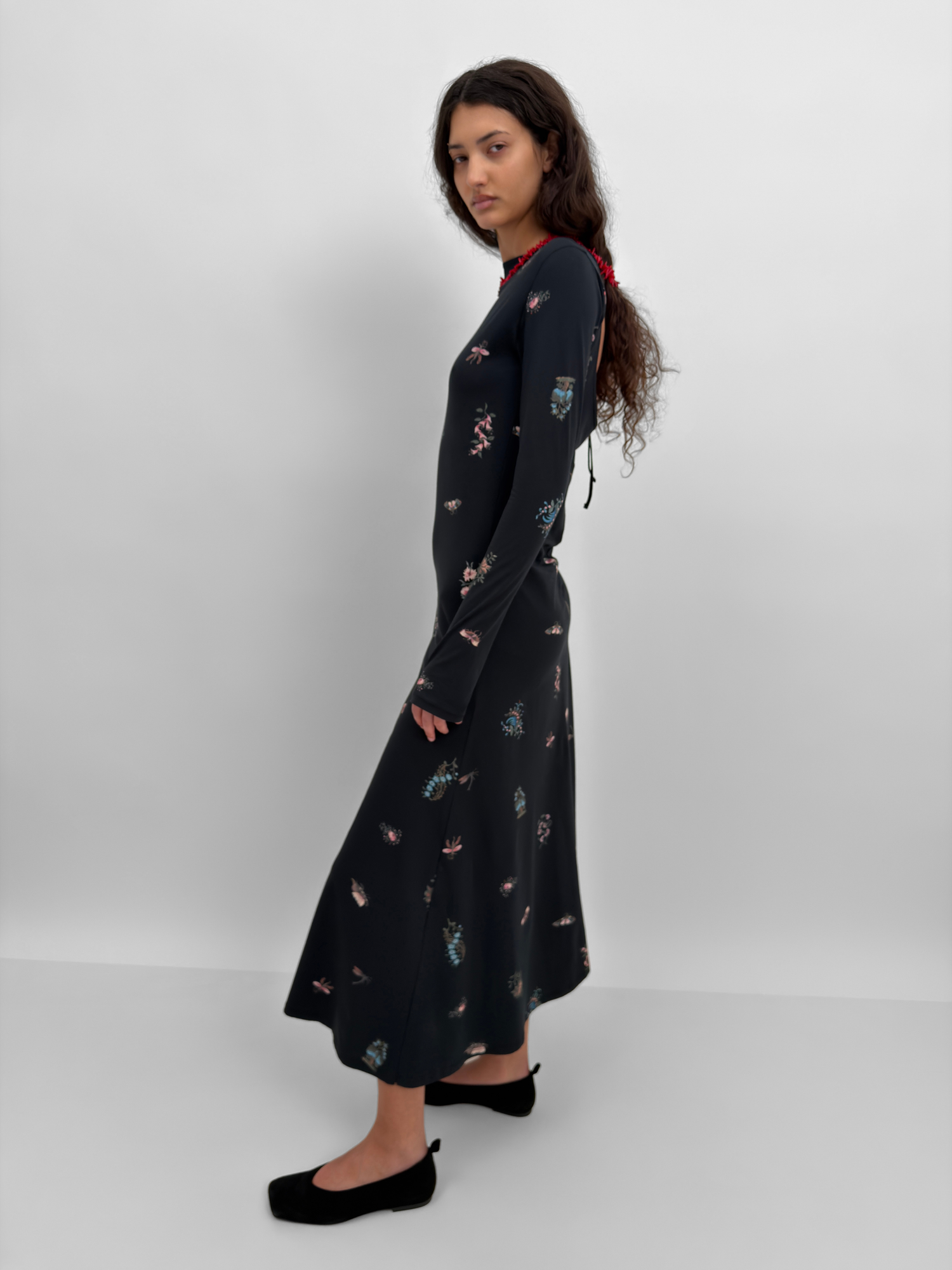 The Kendall open back tricot dress in Duchess