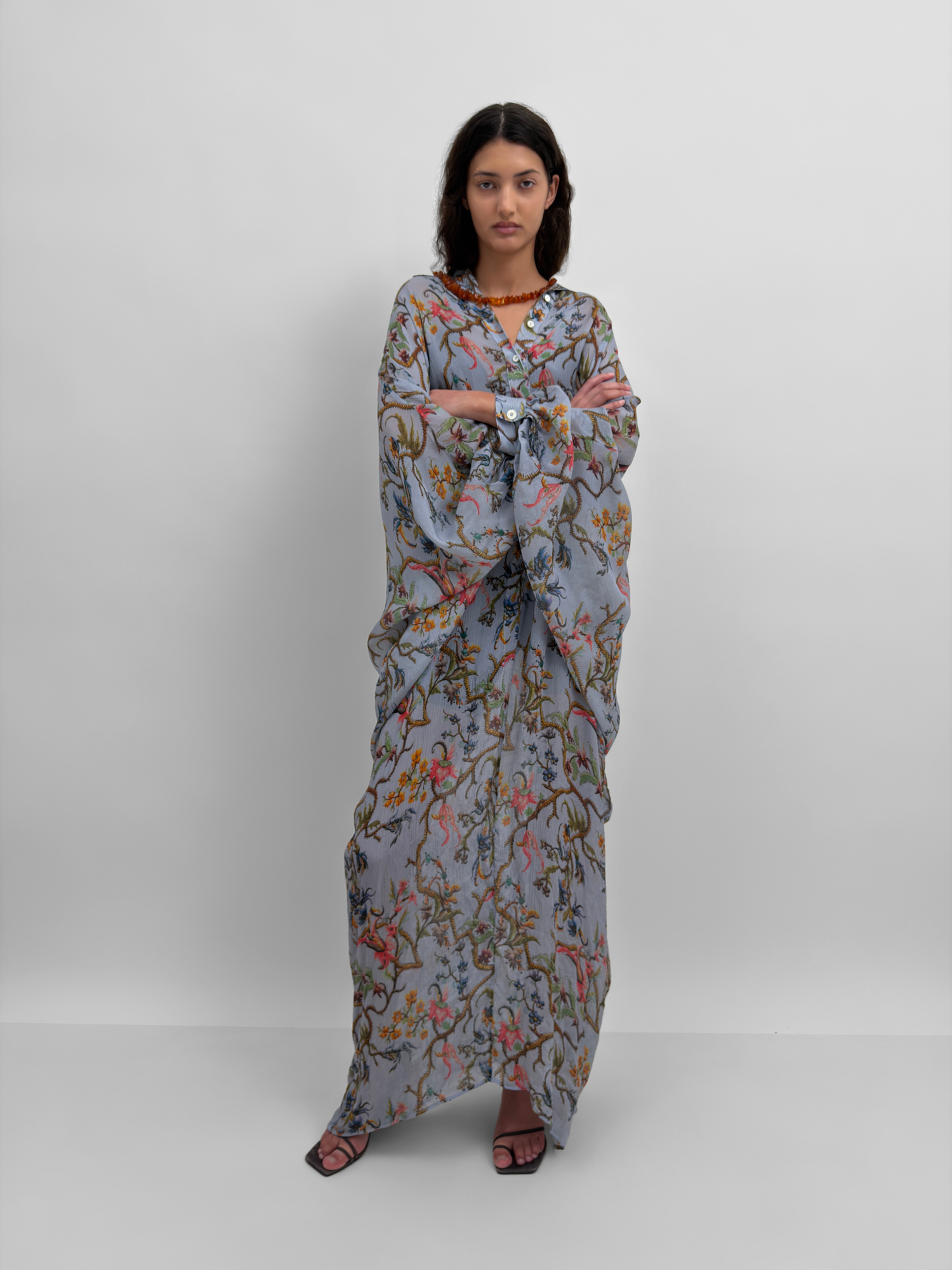 The Volta maxi shirt caftan dress in Trailing