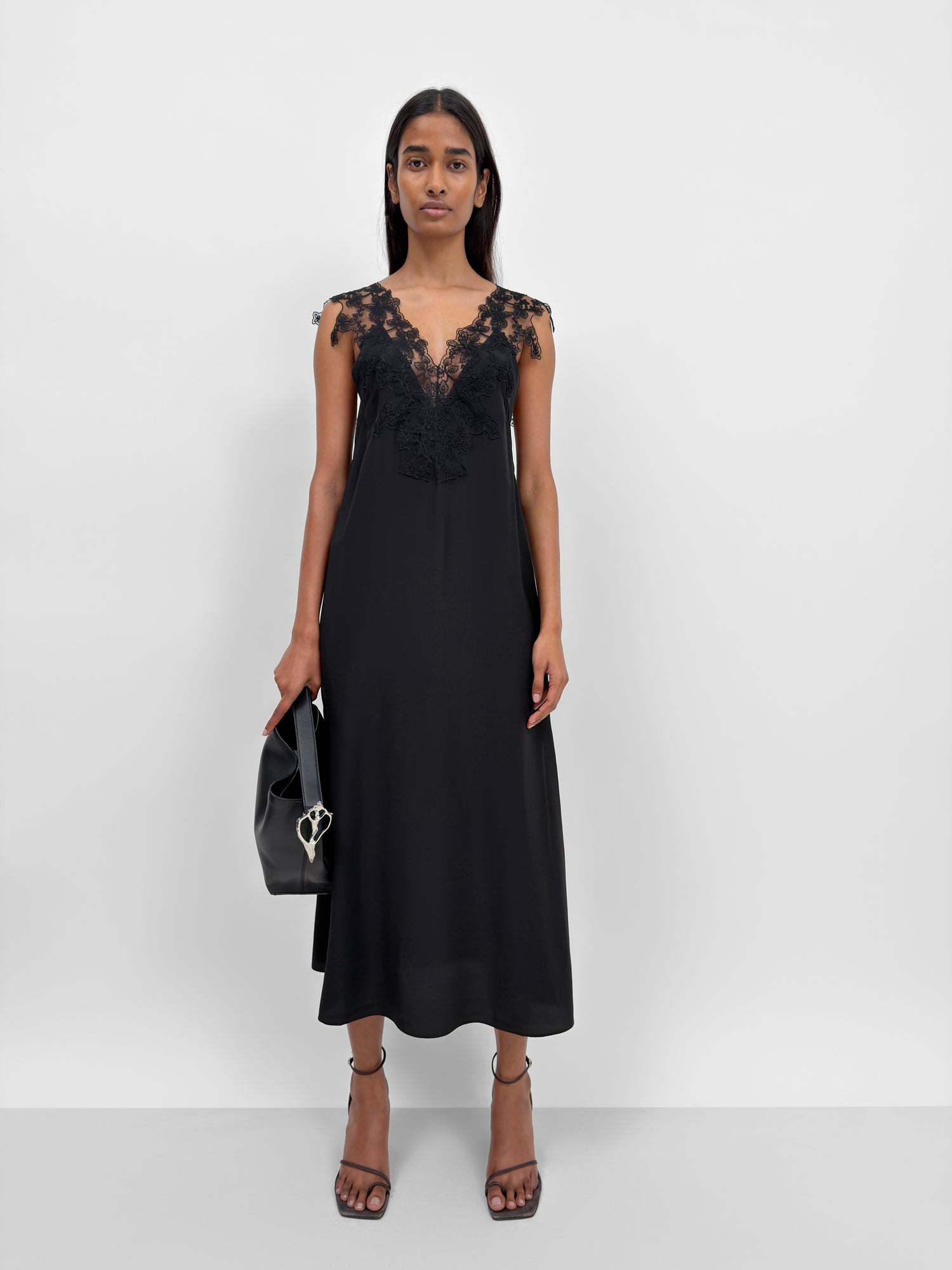 The Delta silk blend lace-trimmed slip dress