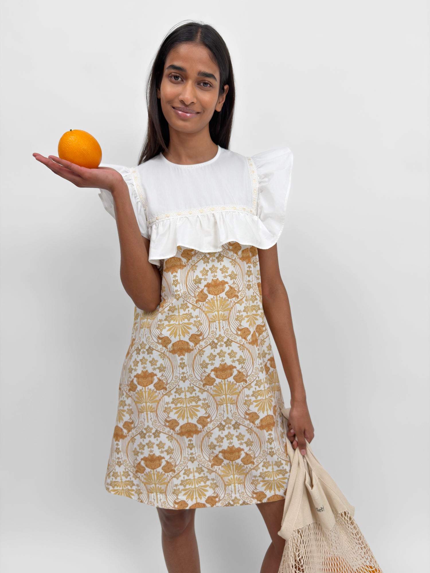 The Eda frill-trimmed mini-dress in Tulip print