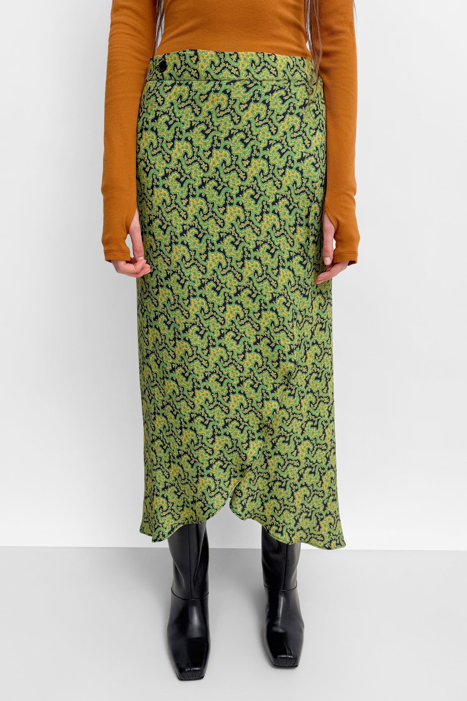 The Hizomi asymmetric wrap pencil skirt