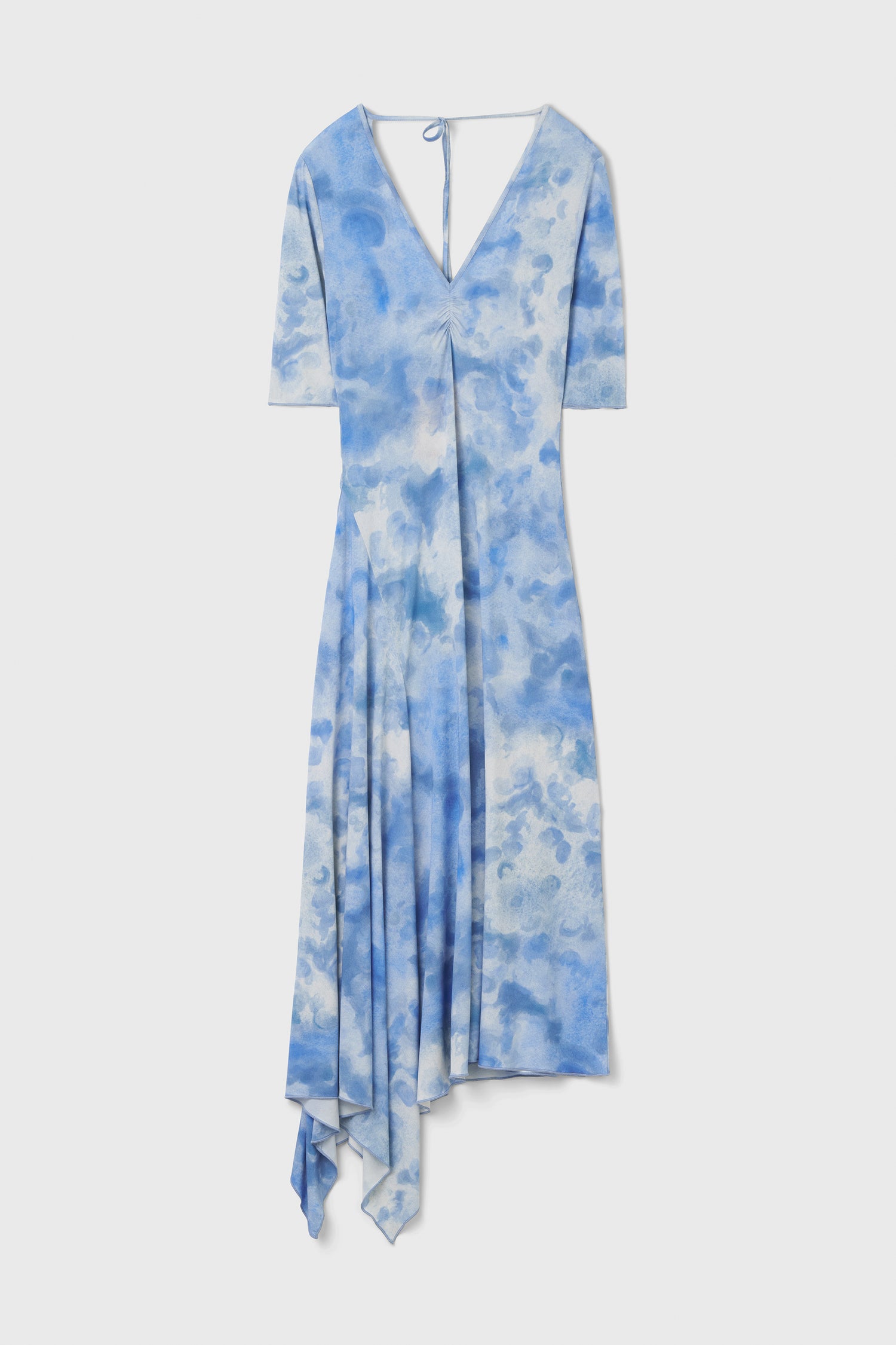 The Jett v-neck open back tricot dress in Clouds