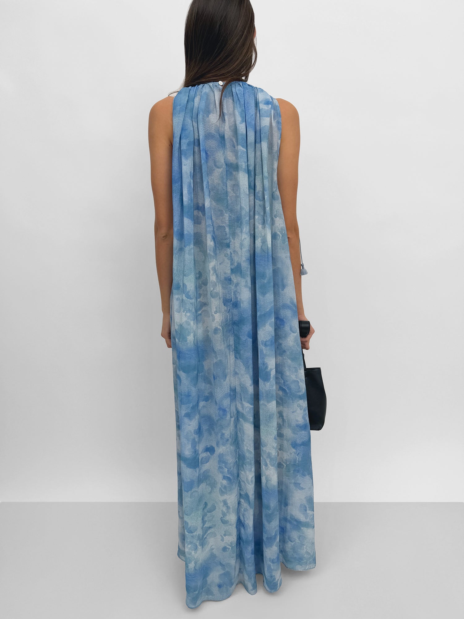 The Lobelia maxi halterneck dress in Clouds