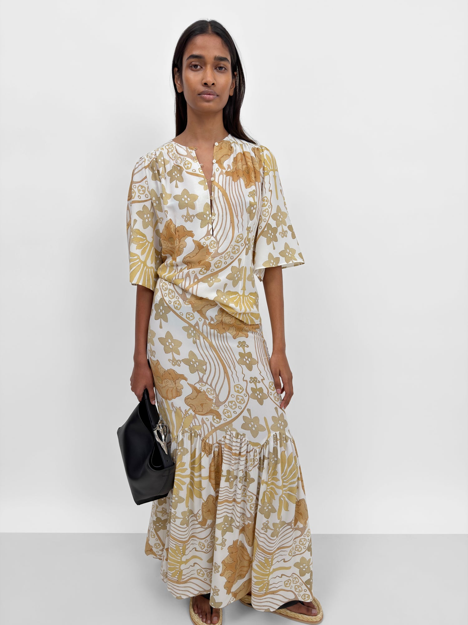 The Thelma silk blend maxi skirt in Tulip print