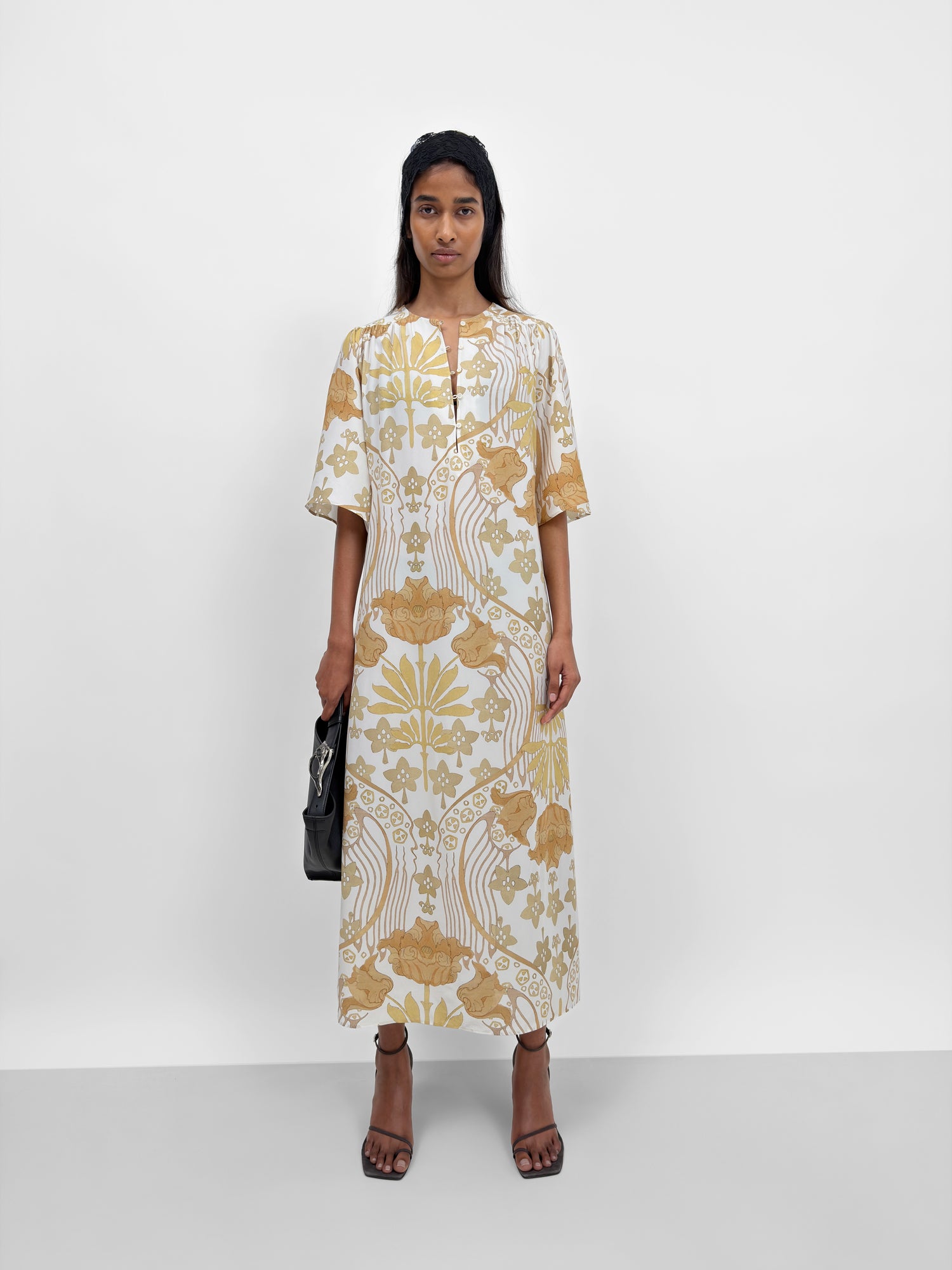 The Victoire silk blend blouse dress in Tulip print