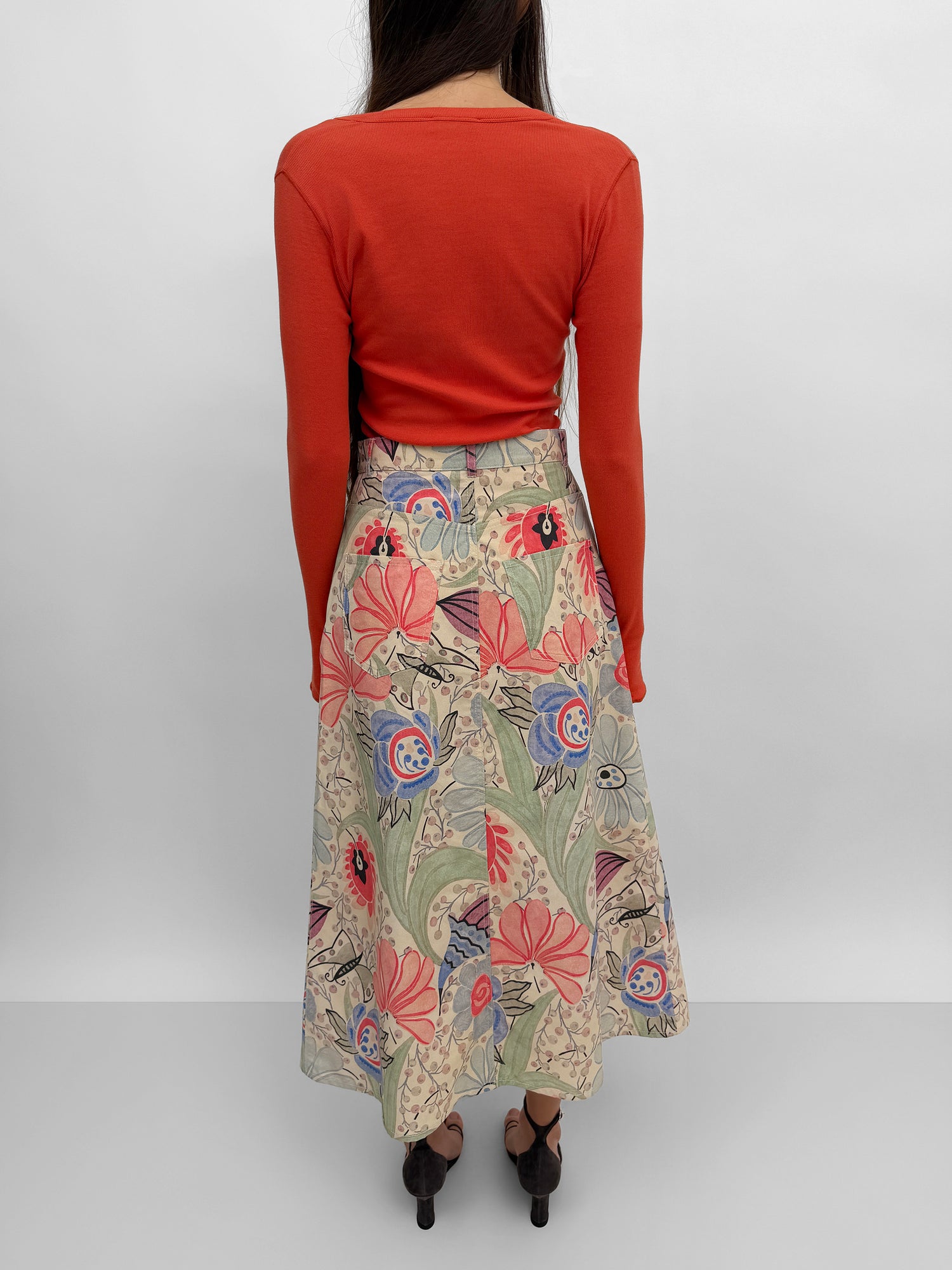 The London mid-calf skirt in print